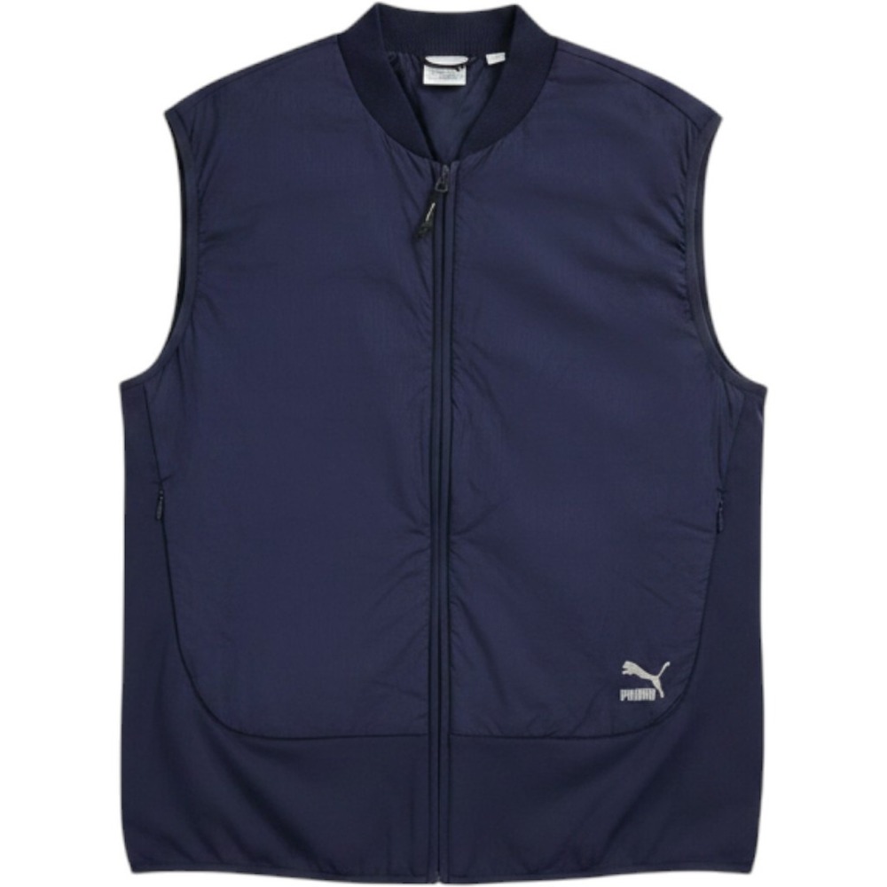 Puma Classics Tech Windbreaker Vest Men's L Navy Gorpcore Utility EUC
